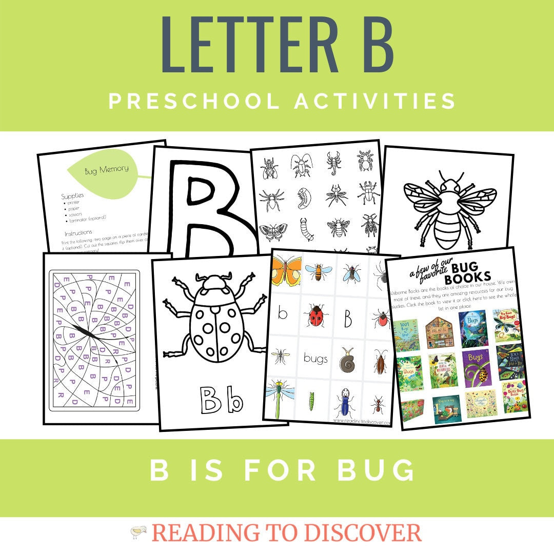 Bug Preschool Activity Pack | Letter B Coloring Pages (Digital Download)