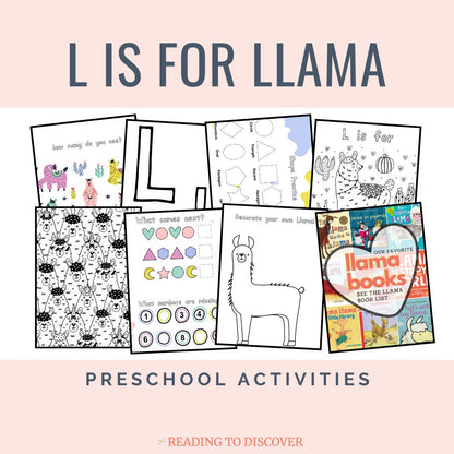 Llama Preschool Activity Pack | Letter L Tracing, Counting, Crafts (PDF Download)
