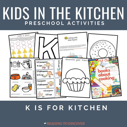 Kids Cooking Preschool Activities | Letter K Printable Learning (Digital Download)