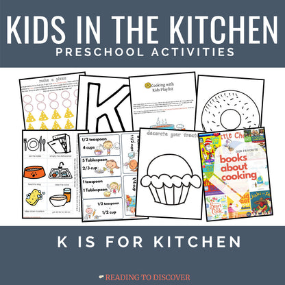 Kids Cooking Preschool Activities | Letter K Printable Learning (Digital Download)