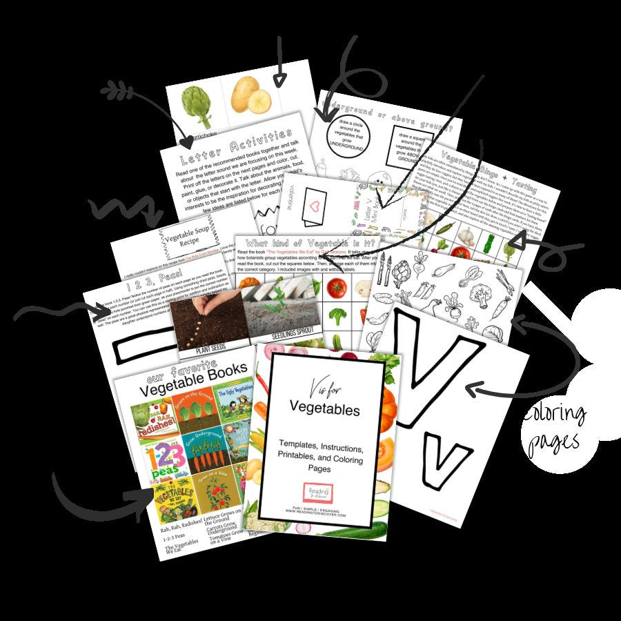 V is for Vegetables — Preschool Activity Pack