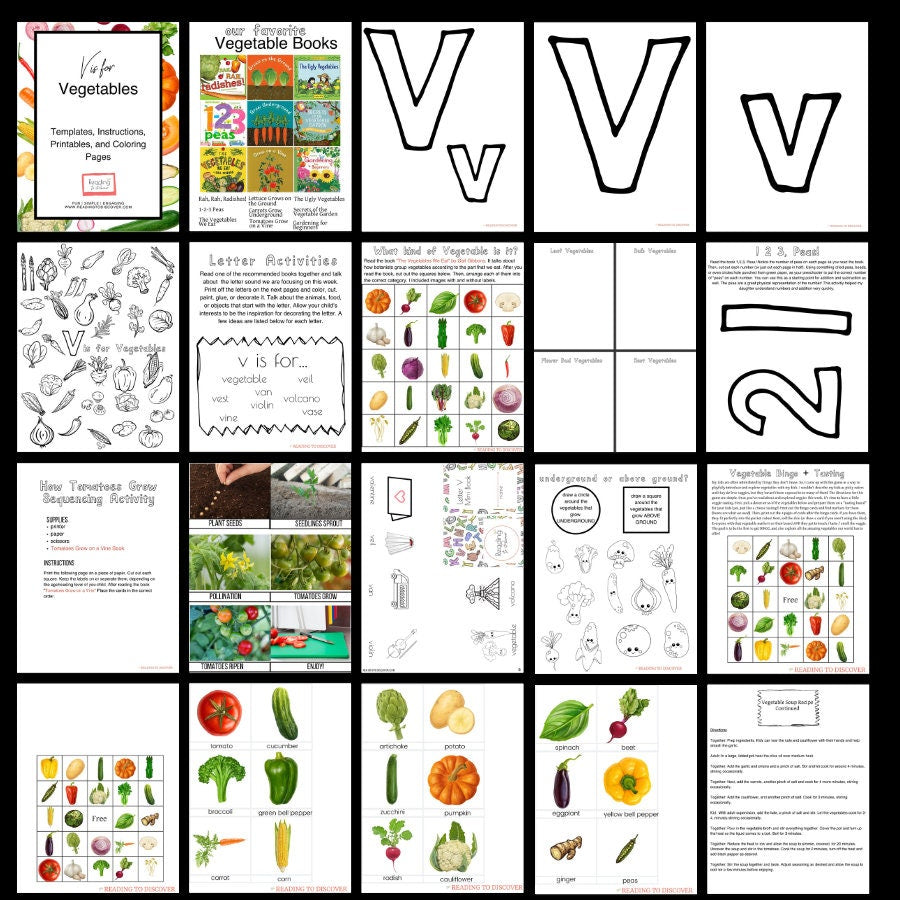 V is for Vegetables — Preschool Activity Pack
