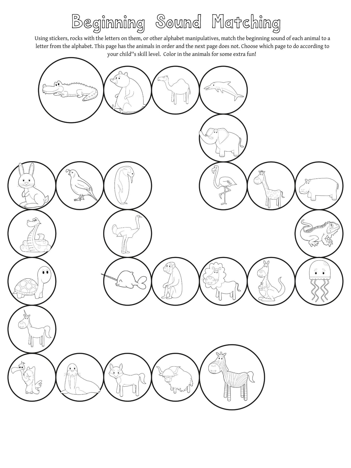 Zoo Animals Preschool Activity Pack | Letter Z Tracing, Matching, Crafts (PDF Download)