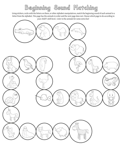 Zoo Animals Preschool Activity Pack | Letter Z Tracing, Matching, Crafts (PDF Download)