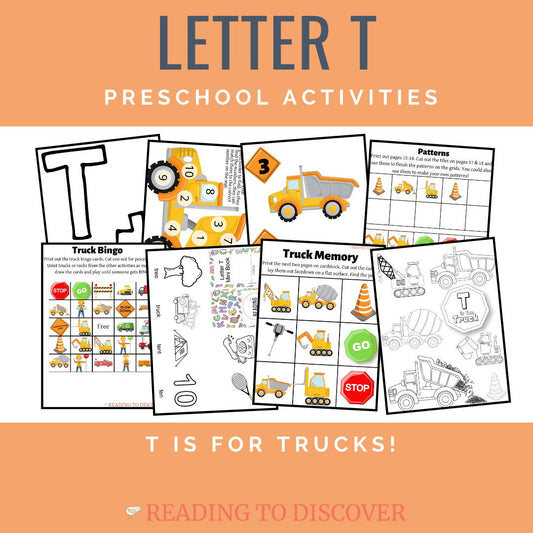 T is for Trucks — Preschool Activity Pack