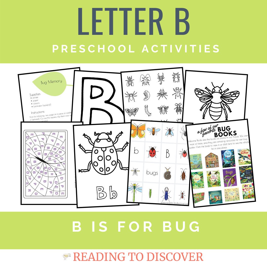 Bug Preschool Activity Pack | Letter B Coloring Pages (Digital Download)