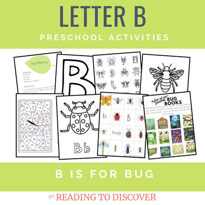 Bug Preschool Activity Pack | Letter B Coloring Pages (Digital Download)