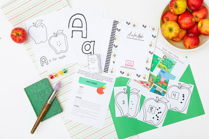 Letter A Activity Pack Printable | Apple Theme | Letter A Worksheets Book List Coloring Pages