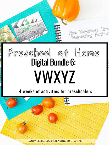 Preschool VWXYZ Letter Bundle | Vegetables, Weather, Yoga, Zoo Activities (PDF Download)