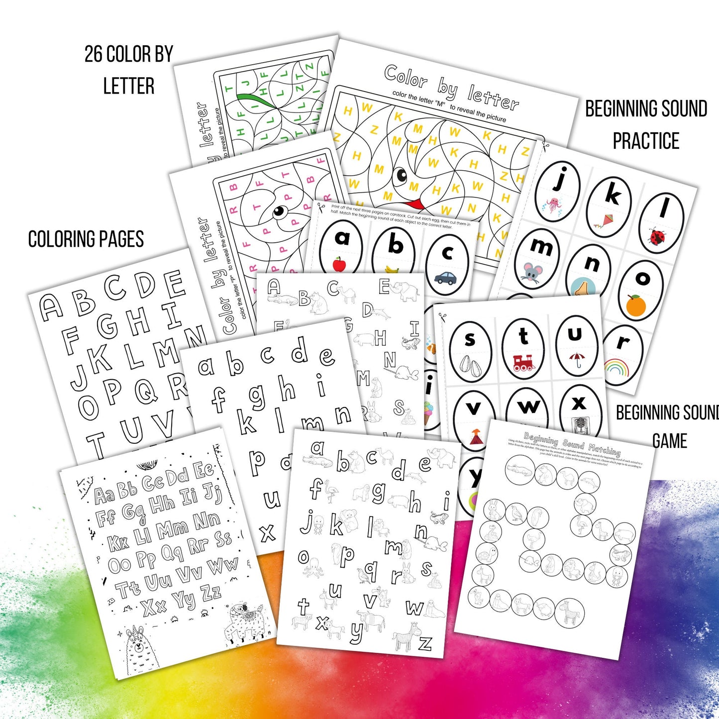 Preschool Alphabet Activities Bundle, Letter Recognition Games (PDF Pattern)