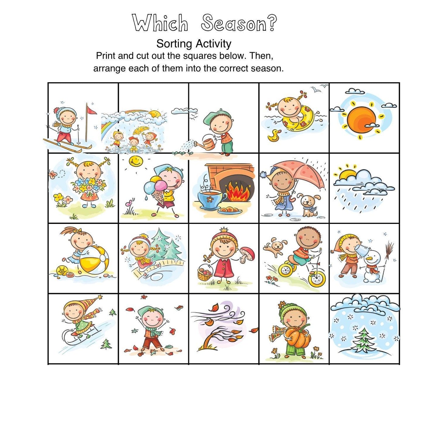Preschool Seasons Chart | Letter S Activities, Learning Printables (Digital Download)