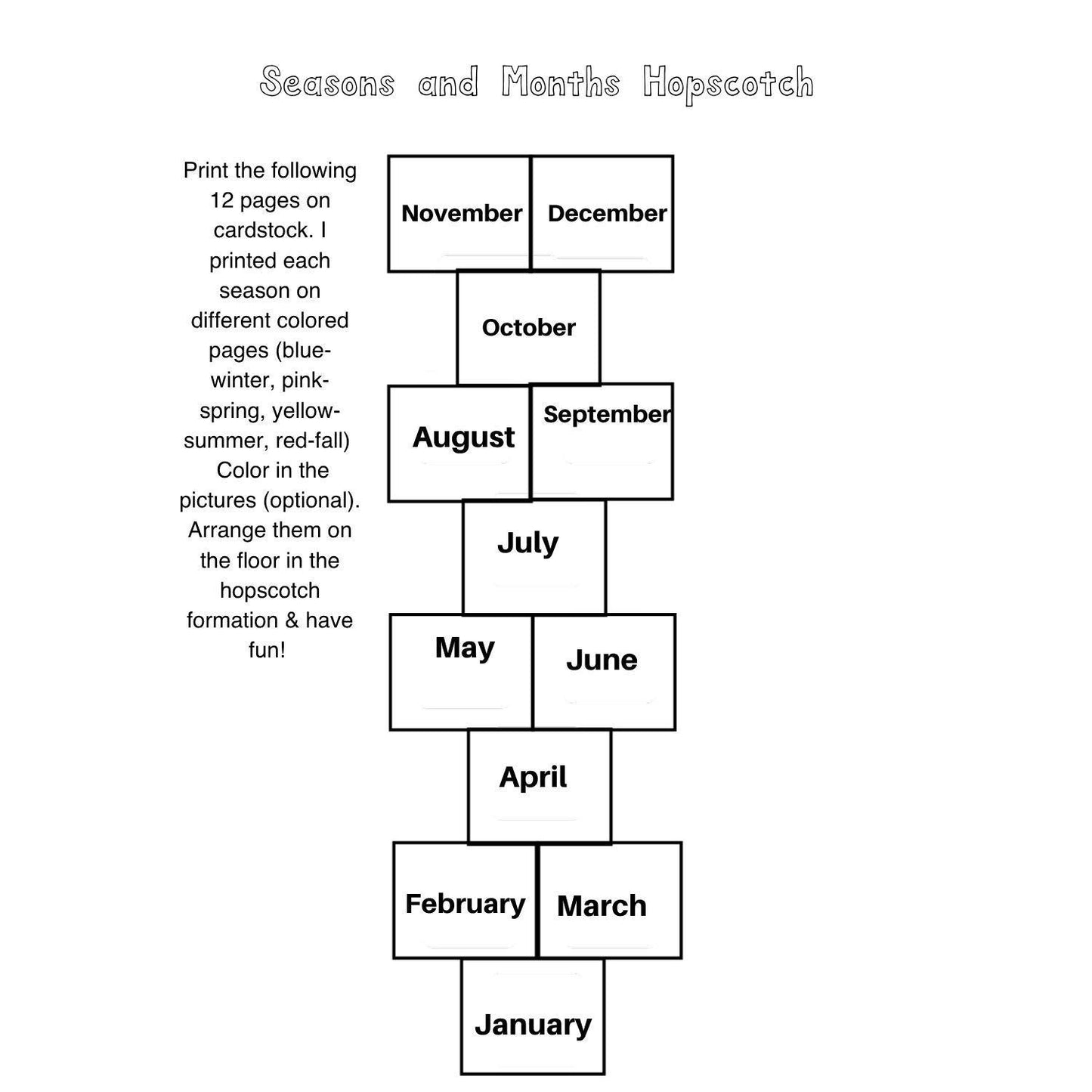 Preschool Seasons Chart | Letter S Activities, Learning Printables (Digital Download)