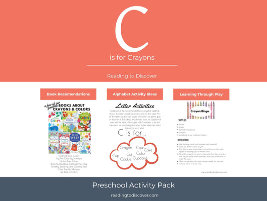 C is for Crayons Preschool Printable Activities | Letter C Worksheets | Color Theme Toddler Curriculum | Homeschool Letter of the Week PDF