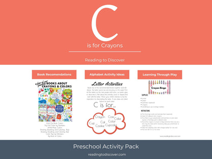 Color Themed Activities for Preschool | Letter C Printables|  Crayons, Colors Toddler Curriculum (PDF Download)