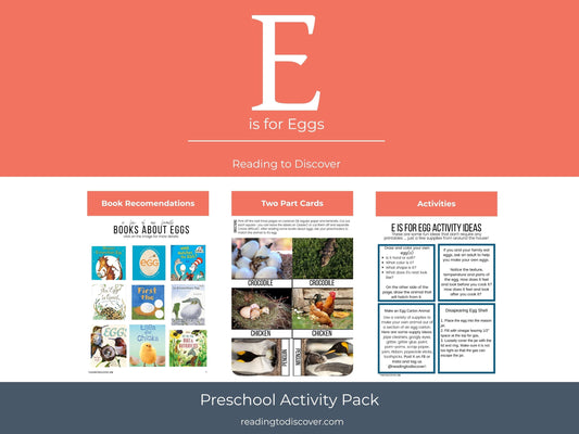E is for Eggs Preschool Printable Activities | Letter E Worksheets | Spring Theme Toddler Curriculum | Homeschool Letter of the Week PDF