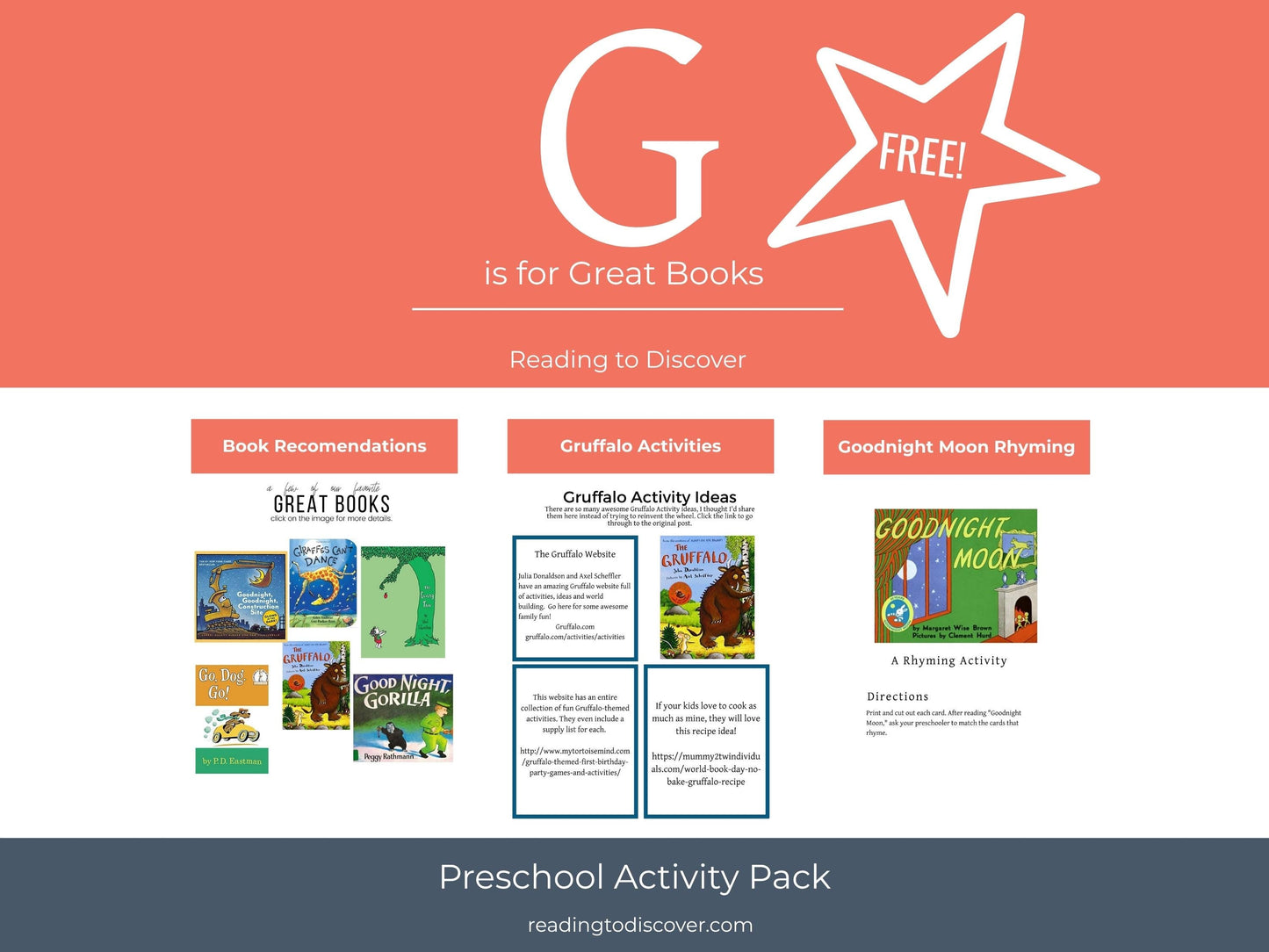 FREE Preschool Printable: Letter G Activity Pack|  Book Theme Learning (Digital Download)