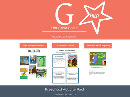 FREE Preschool Printable: Letter G Activity Pack|  Book Theme Learning (Digital Download)