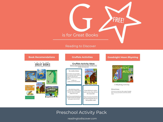 FREE DOWNLOAD: G is for Great Books Preschool Printable | Letter G Activities | Book Theme Toddler Learning | Homeschool Curriculum