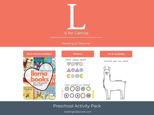 L is for Llama Preschool Printable Activities | Letter L Worksheets | Animal Theme Toddler Curriculum | Homeschool Letter of the Week PDF