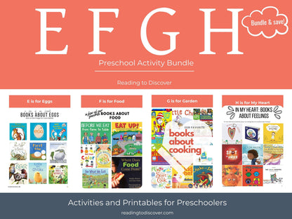EFGH Preschool Activity Bundle | 4 Weeks E, F, G, H Themed Printables (PDF Download)