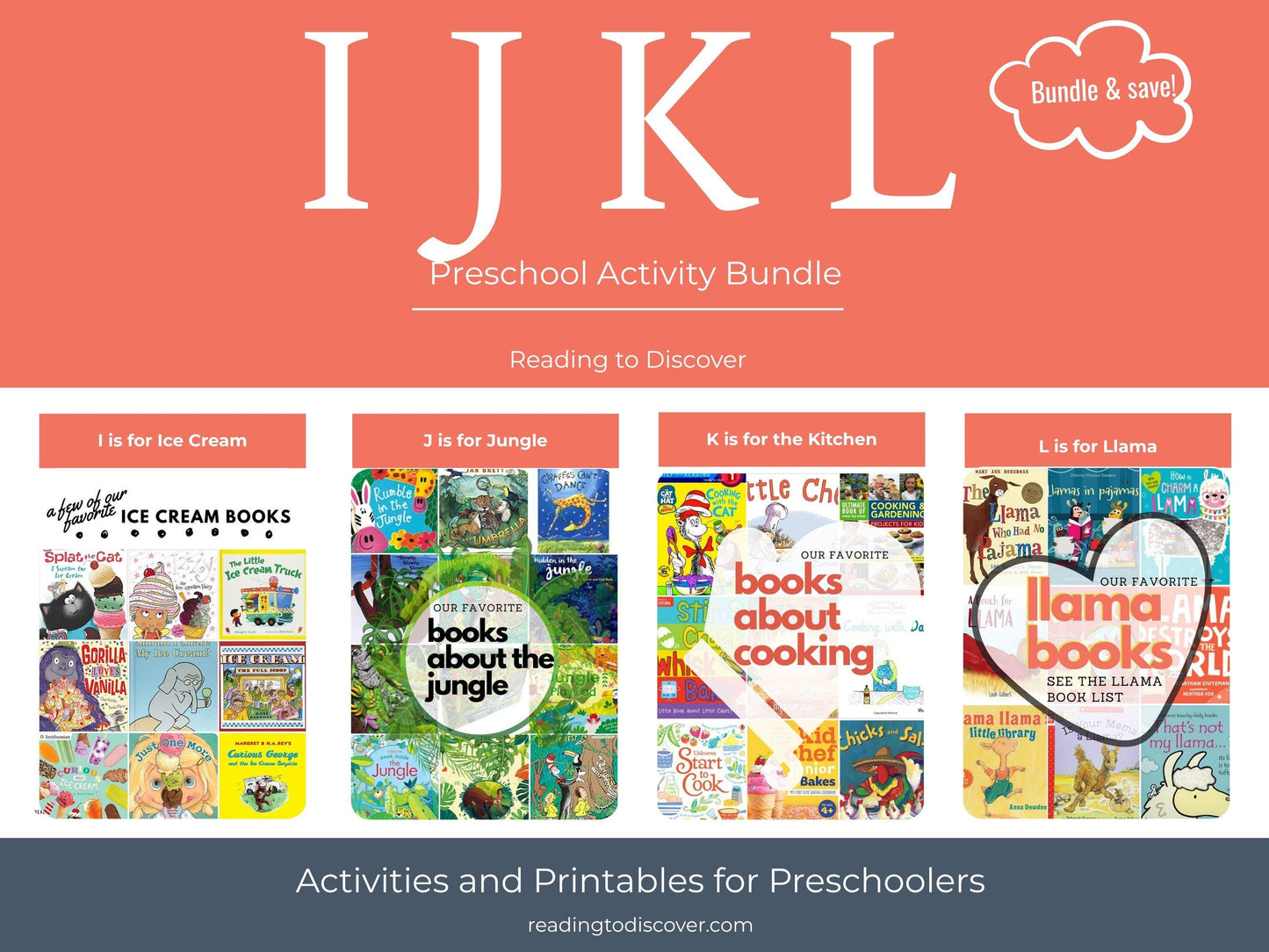 IJKL Preschool Activity Bundle | Ice Cream, Jungle, Kitchen, Llama Themes (PDF Download)