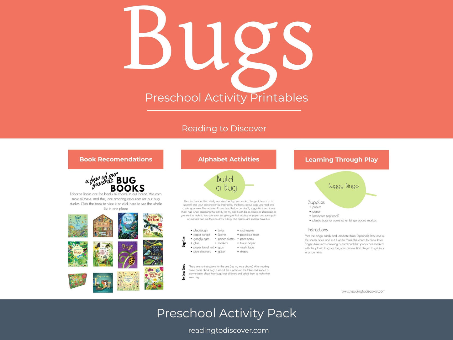 Bug Preschool Activity Pack | Letter B Coloring Pages (Digital Download)