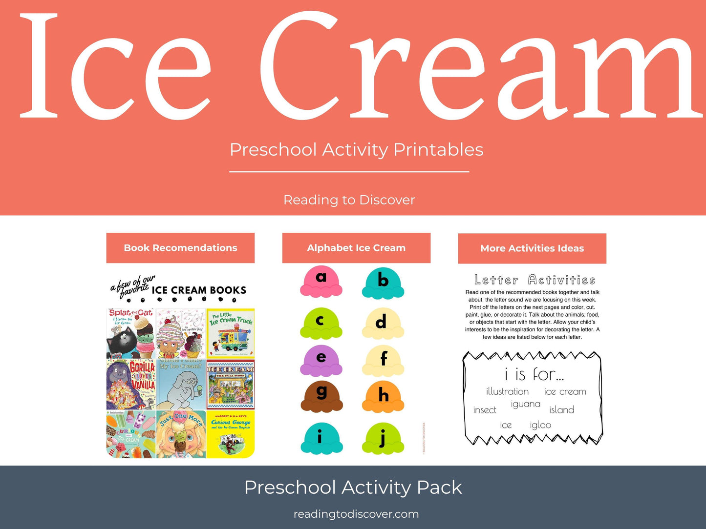 Preschool Letter I Activities | Ice Cream Theme Toddler Worksheets (PDF Download)