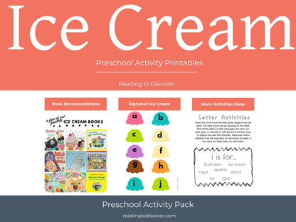 Preschool Letter I Activities | Ice Cream Theme Toddler Worksheets (PDF Download)