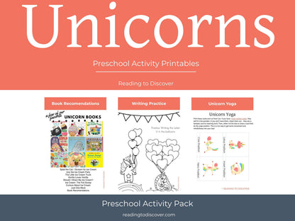 Letter U Preschool Printable Activities | Unicorn Preschool Printables | Toddler Curriculum, Homeschool PDF