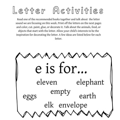 Preschool Letter E Egg Activities | Toddler Homeschool Printables (PDF Download)