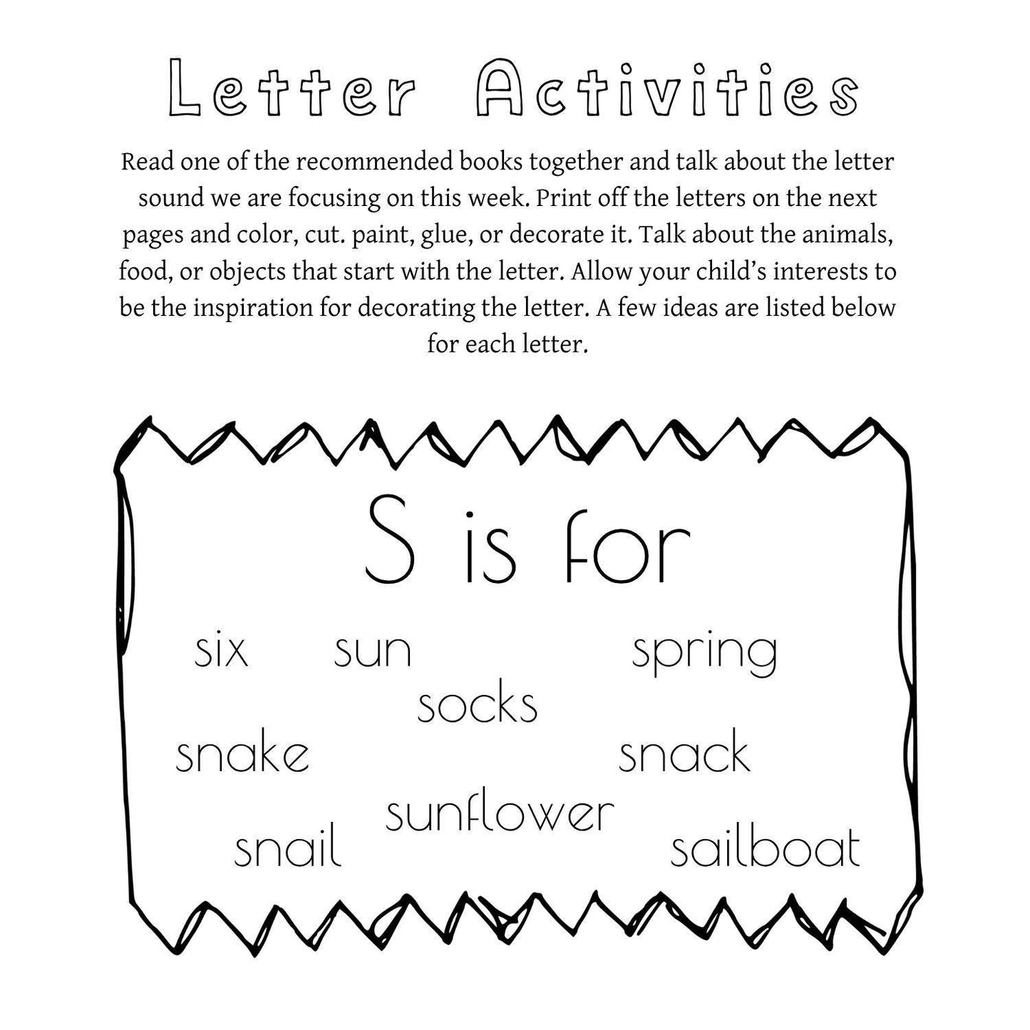 Preschool Seasons Chart | Letter S Activities, Learning Printables (Digital Download)