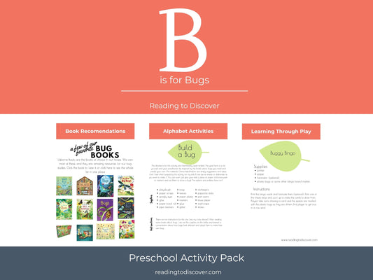 Bug Preschool Activity Pack | Letter B Coloring Pages (Digital Download)