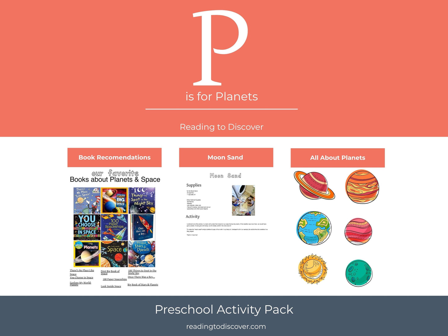 Preschool Space Activity Pack | P is for Planets Learning (PDF Download)
