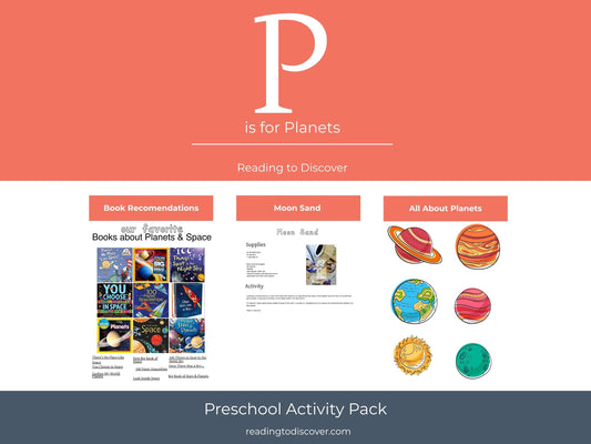 P is for Planets Preschool Printable Activities | Letter P Worksheets | Space Theme Toddler Curriculum | Homeschool Letter of the Week PDF