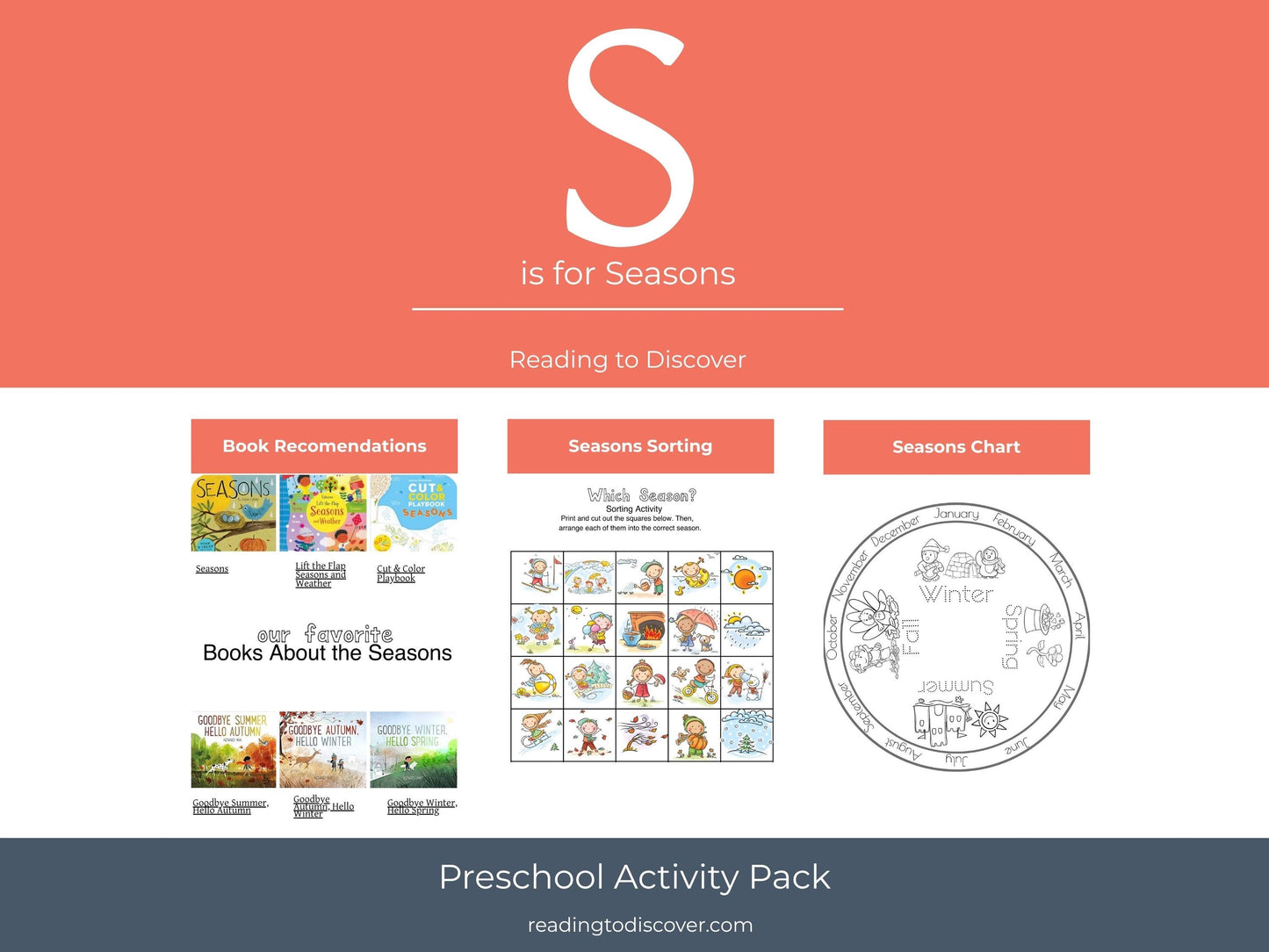 Preschool Seasons Chart | Letter S Activities, Learning Printables (Digital Download)