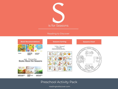 Preschool Seasons Chart | Letter S Activities, Learning Printables (Digital Download)