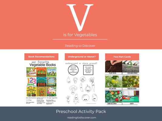 V is for Vegetables Preschool Printable Activities | Letter V Worksheets | Healthy Eating Toddler Curriculum | Homeschool Letter of the Week