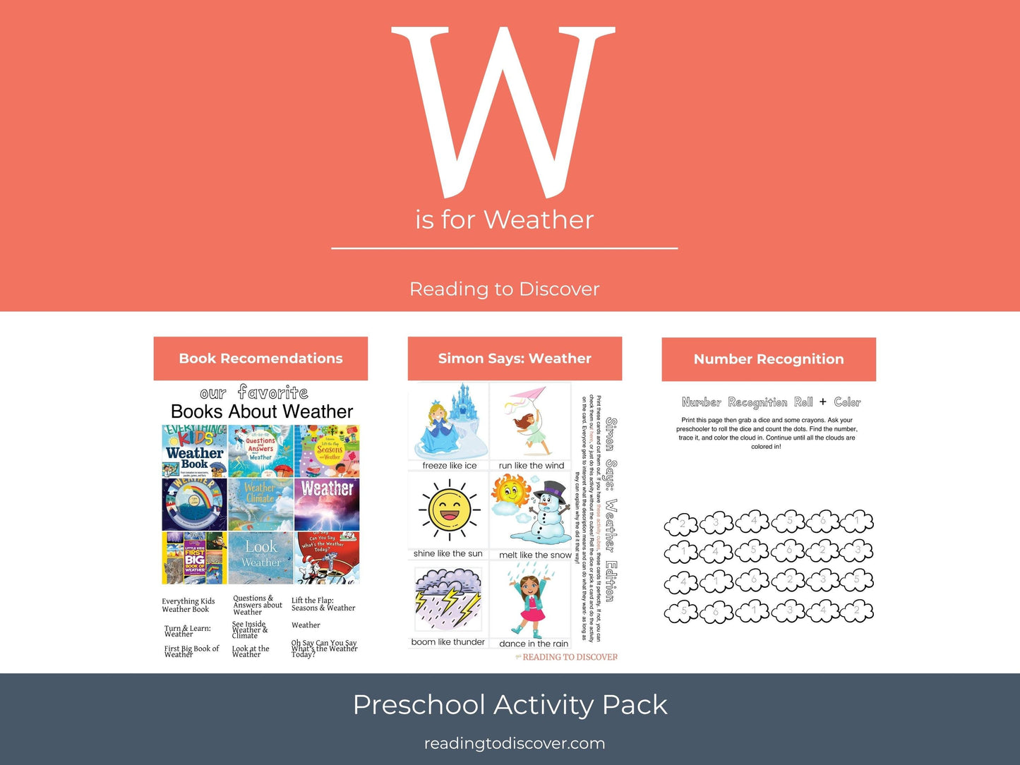 Letter W Preschool Activities | Weather | Science Toddler Curriculum (PDF Download)