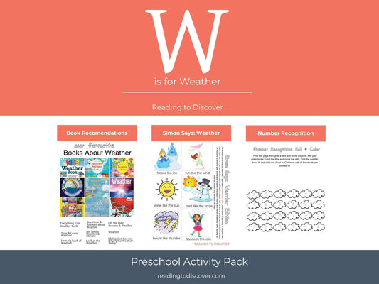 W is for Weather Preschool Printable Activities | Letter W Worksheets | Science Theme Toddler Curriculum | Homeschool Letter of the Week PDF