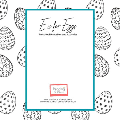 Preschool Letter E Egg Activities | Toddler Homeschool Printables (PDF Download)
