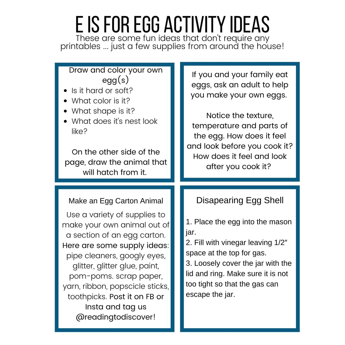 Preschool Letter E Egg Activities | Toddler Homeschool Printables (PDF Download)